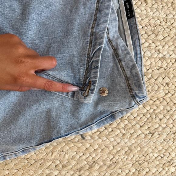 White Fox Boutique Crossover Denim Skirt Medium - Picture 5 of 7